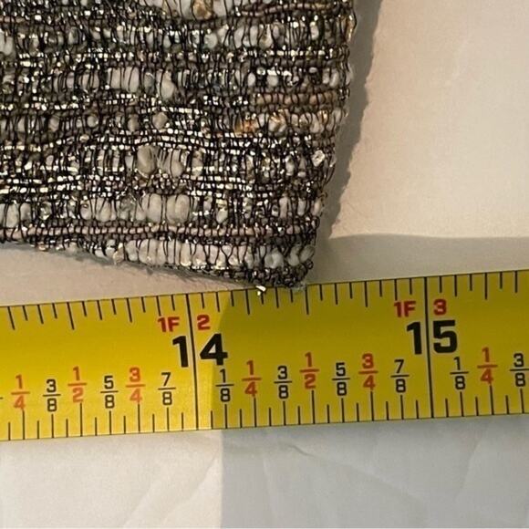 Zara White Black & Metallic Gold Tweed Disco Diva Mini Skirt Size M - Picture 8 of 9